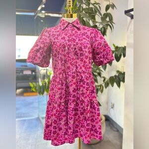 Floral Fiesta Shirt Dress – Puff Sleeve Tiered Mini